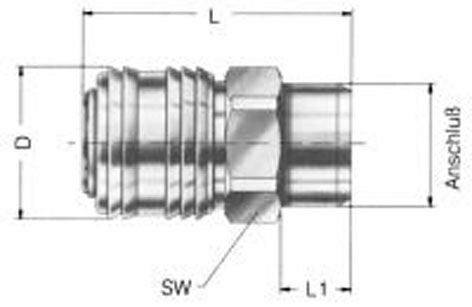 Druckluft Kupplung mit Außengewinde 1/4' R