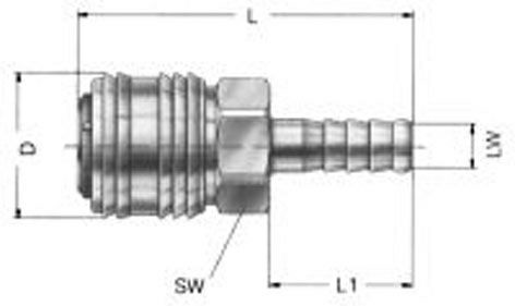 Druckluft Kupplung mit Schlauchanschluss 6 mm
