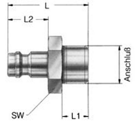 Druckluft Stecknippel m. Außengew.